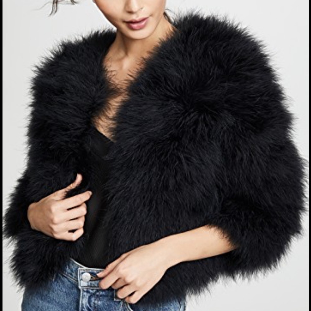 NWT Jocelyn black feather bolero
